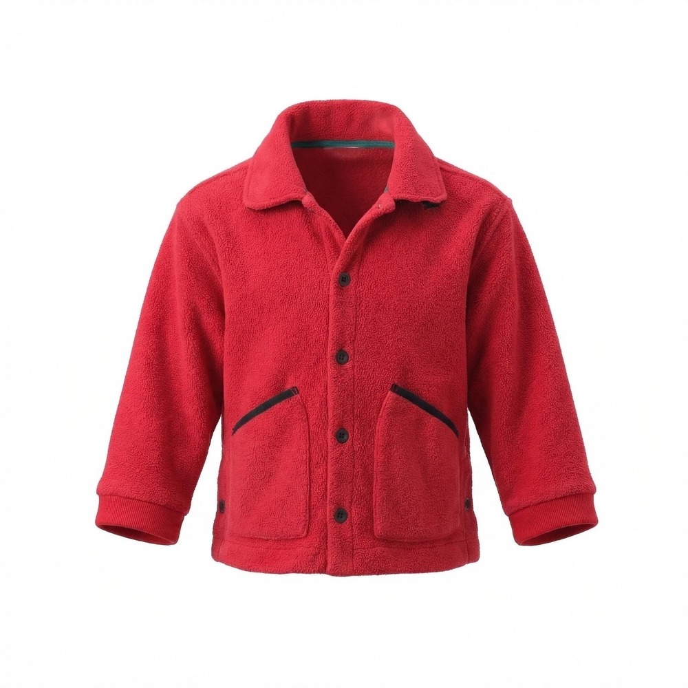 Gymboree Shirt Jacket Kids Medium Red Fleece Button‎ Front Collared Pockets - Picture 2 of 7